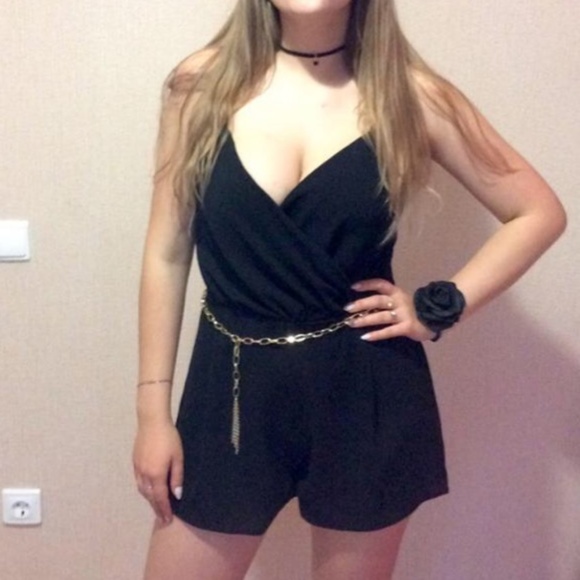 Black Summer Shorts Romper Jumper Beach Dress NWT - Picture 6 of 8